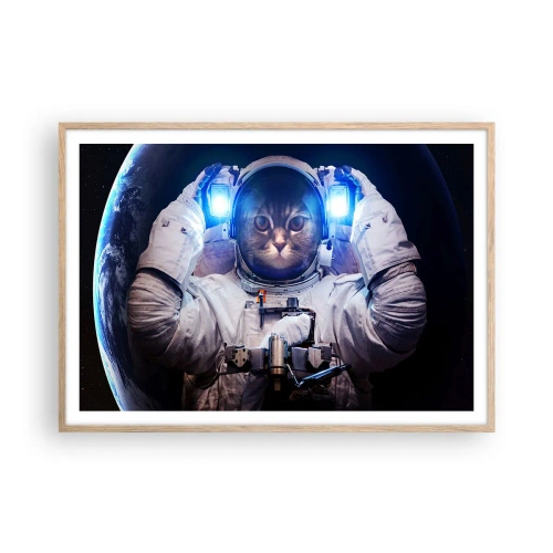 Poster in einem Rahmen aus heller Eiche - Houston, du hast ein Problem - 100x70 cm