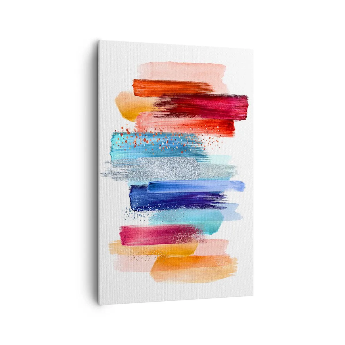 Bild auf Leinwand - Leinwandbild - Bunte Pinselstriche auf weißem Hintergrund - 80x120cm - Auf und ab - Moderne Wanddekoration für Wohnzimmer und Schlafzimmer ARTTOR