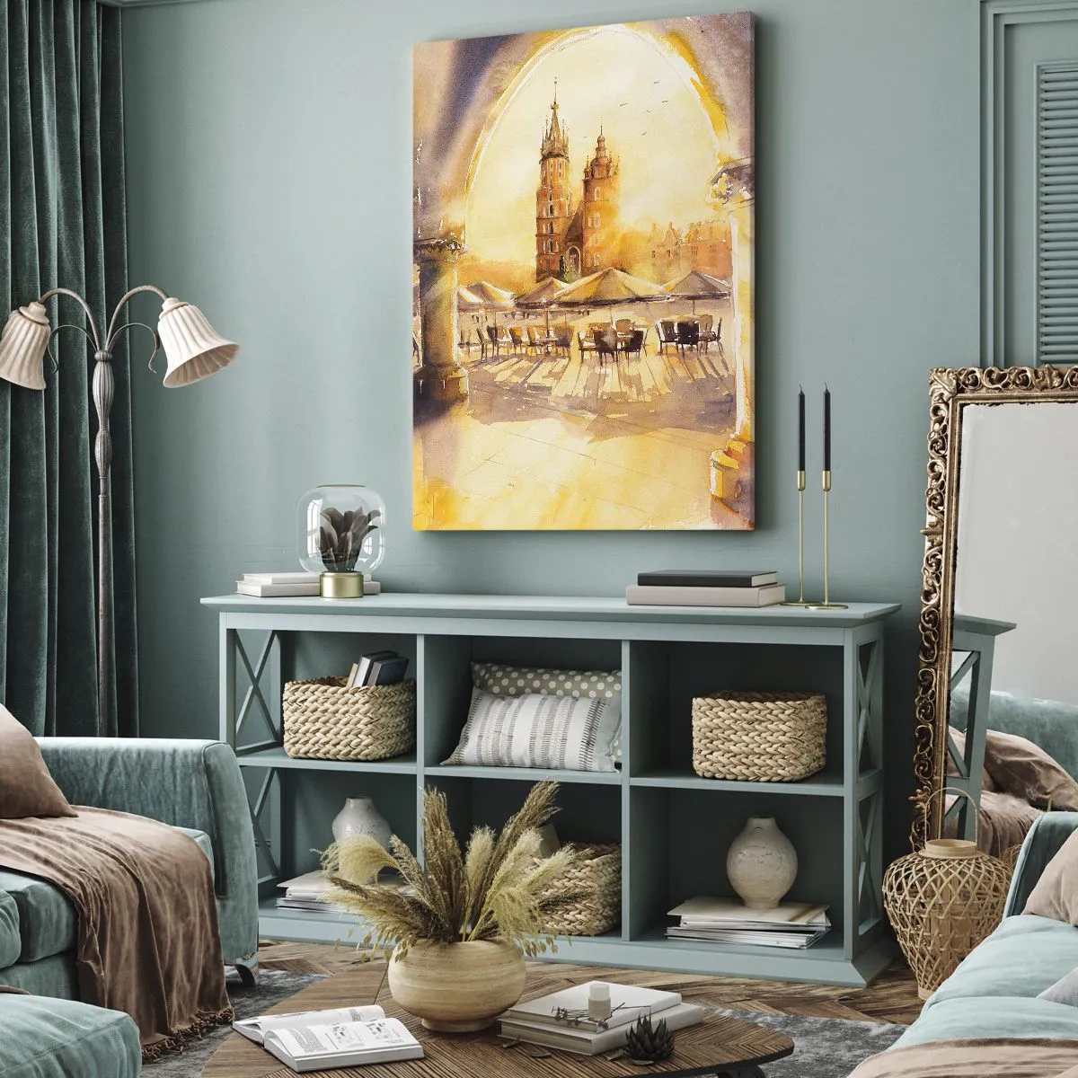 Bild auf Leinwand - Leinwandbild - Östlich über dem Krakauer Marktplatz - 70x100 cm