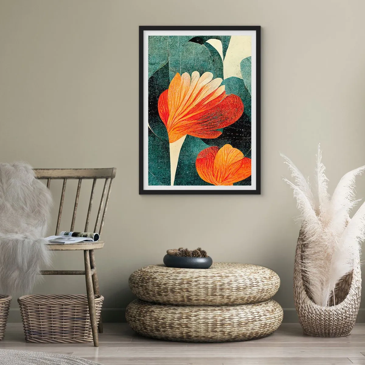 Poster in einem schwarzem Rahmen - Hitze der Tropen und Kühle des Grüns - 30x40 cm