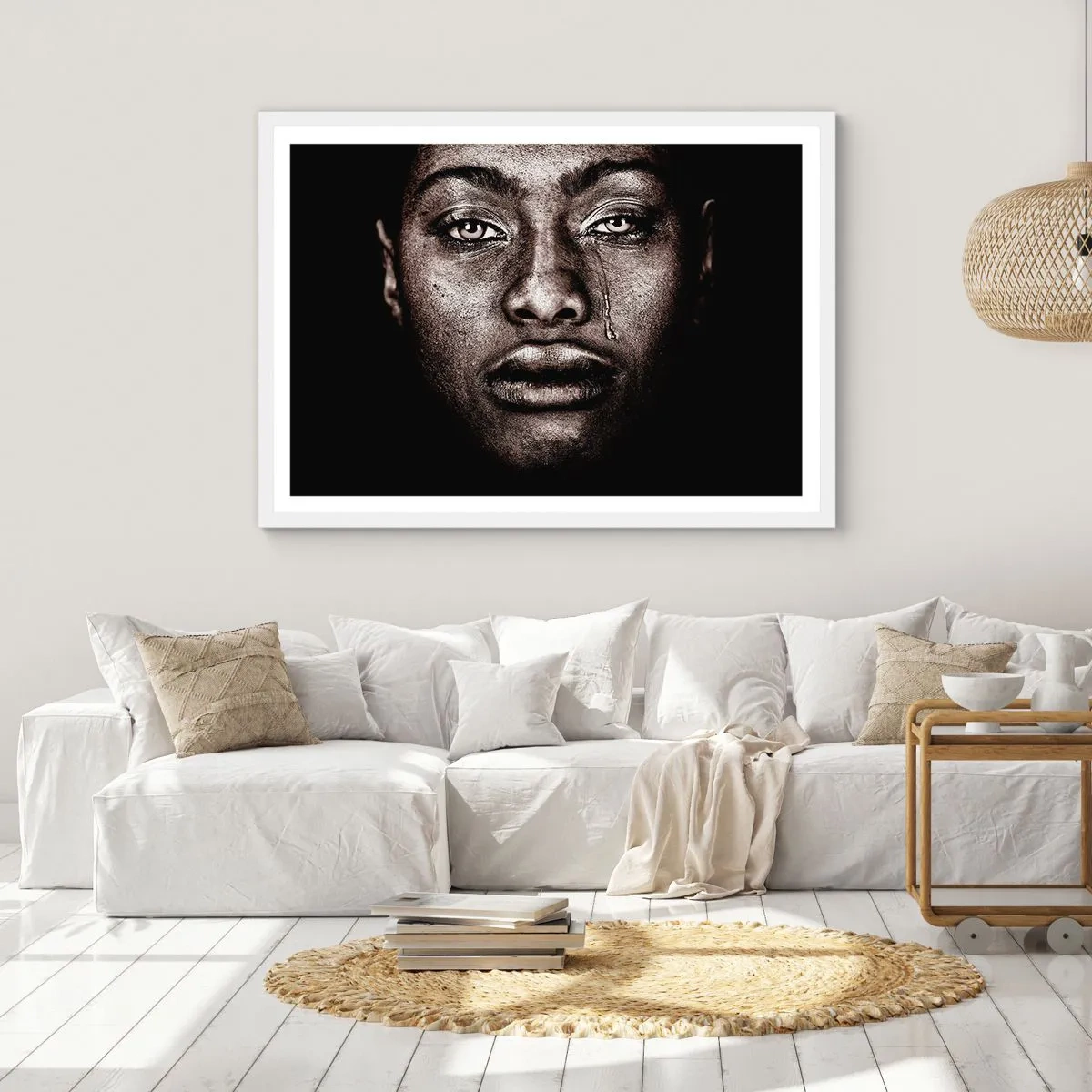 Poster in einem weißen Rahmen - Eine Träne - 40x30 cm