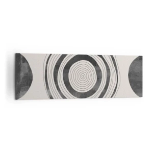Bild auf Leinwand - Leinwandbild - Minimalistische schwarz-weiße Kreise auf hellem Hintergrund - 160x50cm - Wichtig ist, was dazwischen liegt - Moderne Wanddekoration für Wohnzimmer und Schlafzimmer ARTTOR
