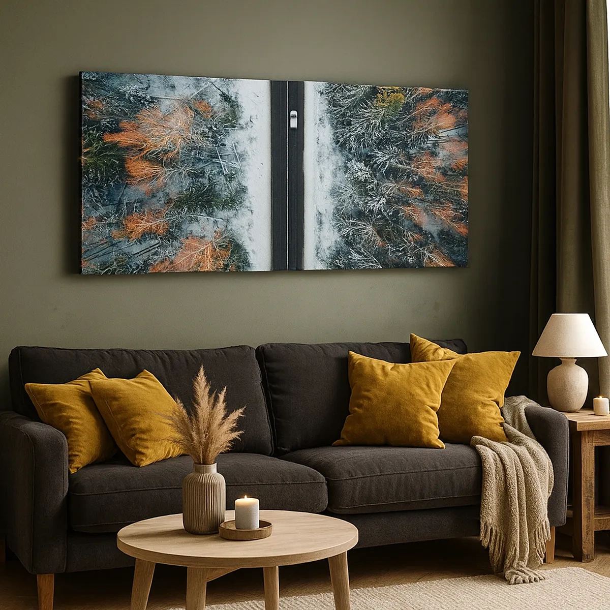 Bild auf Leinwand - Leinwandbild - Schnitt durch den Winterwald - 30x30 cm