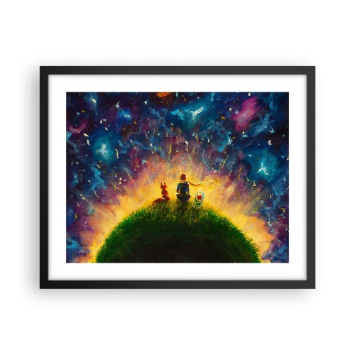 Poster in einem schwarzem Rahmen - Liebe und Freundschaft - die ganze Welt - 50x40 cm