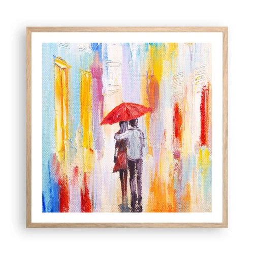 Poster in einem Rahmen aus heller Eiche - Lass es weiter regnen - 60x60 cm