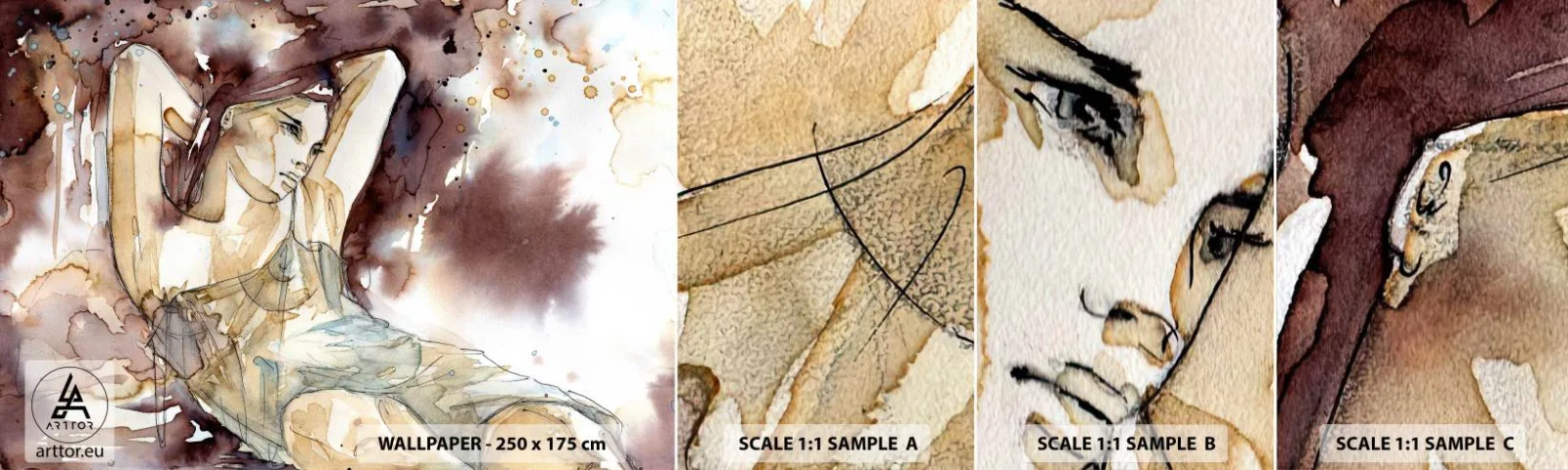 Fototapeten Muster Selbstklebend Deluxe Sticker - In lila Stimmung - Abstraktion, Frau, Körper - 100x30 cm