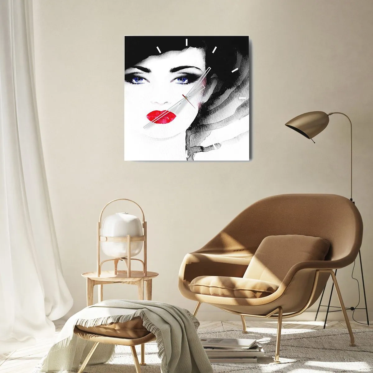 Wanduhr - Glasuhr - Er drückt zurück und ruft an - 40x40 cm