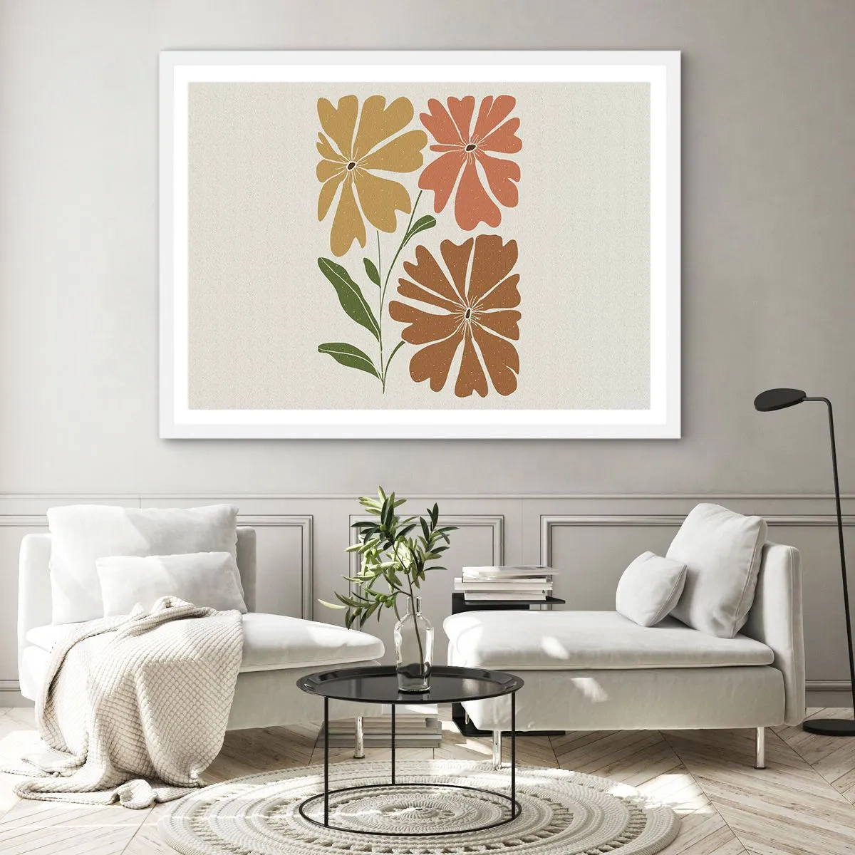 Poster in einem weißen Rahmen - Natur und Geometrie - 100x70 cm