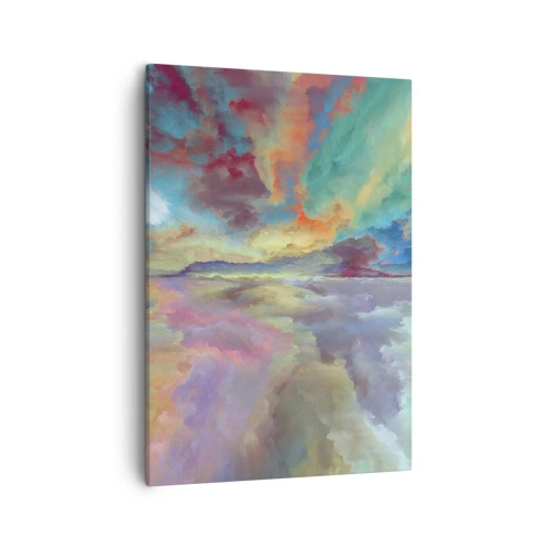 Bild auf Leinwand - Leinwandbild - Bunte Wolkenlandschaft im abstrakten Stil - 50x70cm - Zwei Himmel - Moderne Wanddekoration für Wohnzimmer und Schlafzimmer ARTTOR