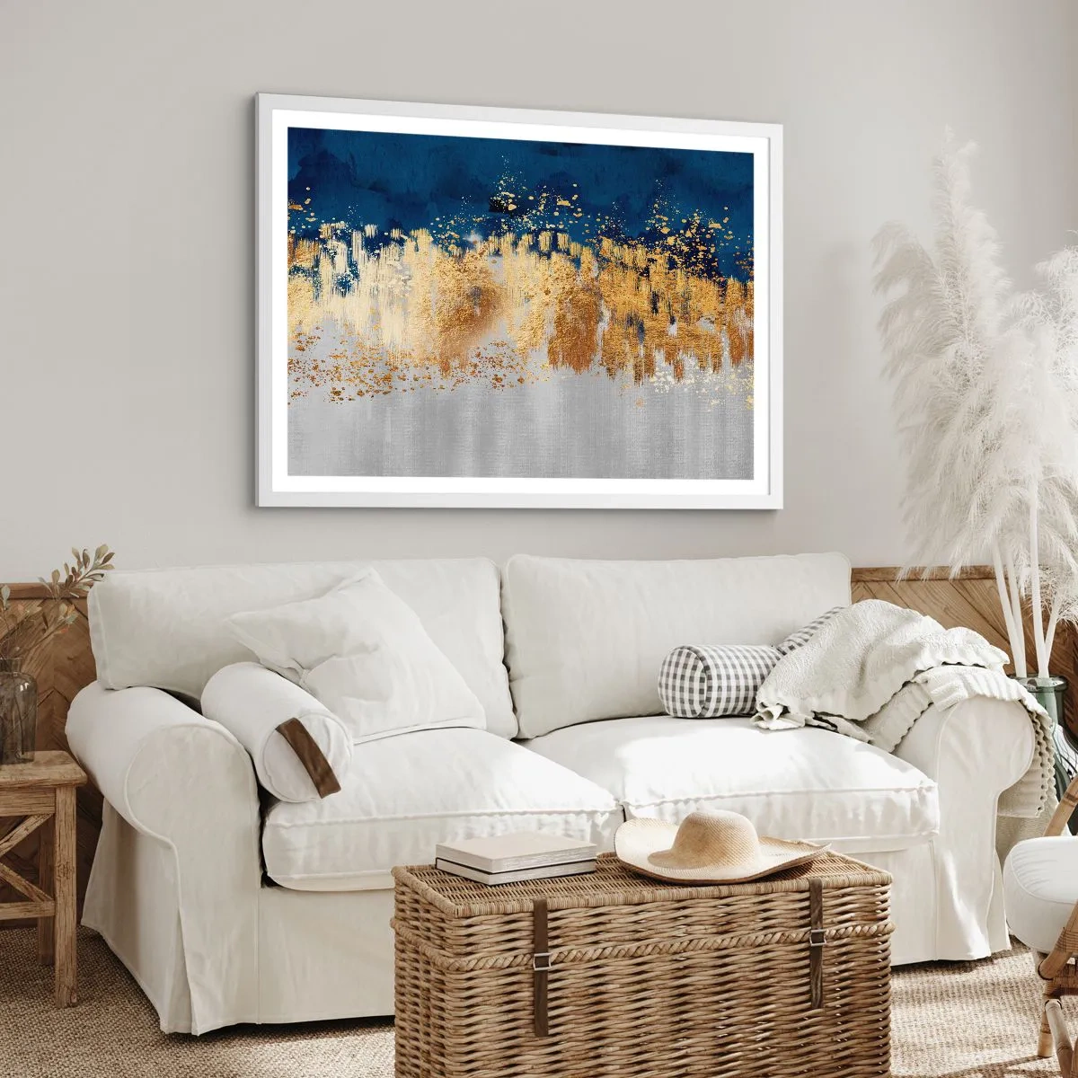 Poster in einem weißen Rahmen - Moderne Komposition mit Glanz - 100x70 cm