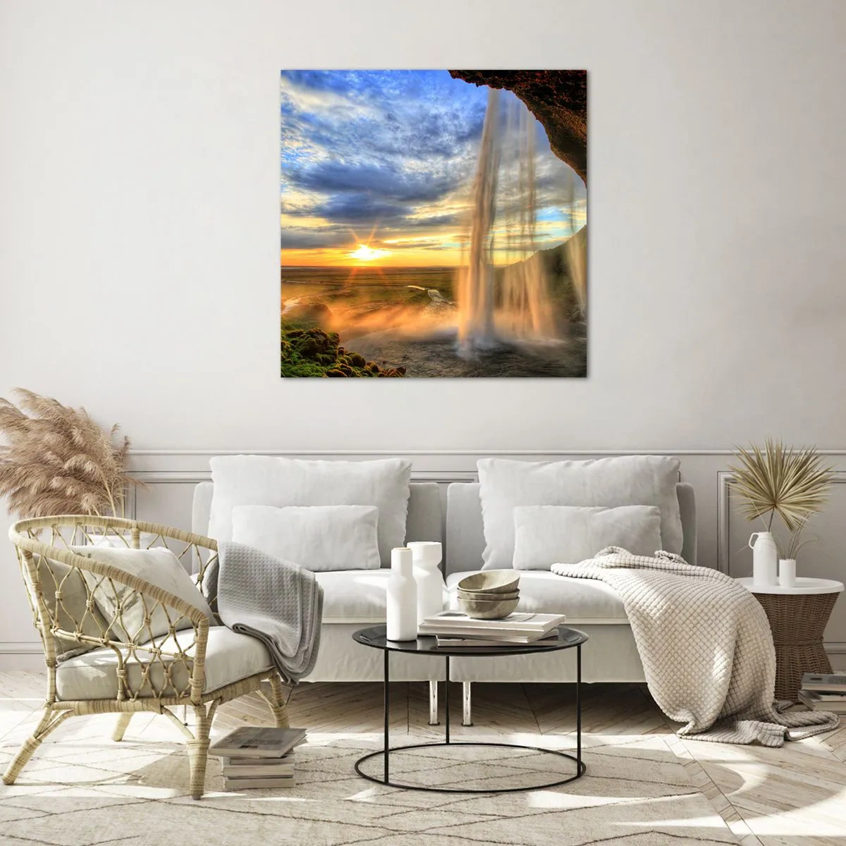 Glasbild - Bild auf glas - Die Welt hinter einem Schleier aus Tropfen - 40x40 cm