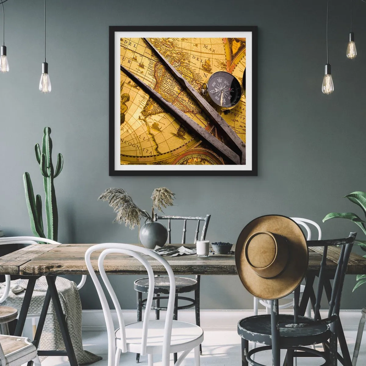 Poster in einem schwarzem Rahmen - Wo sind diese Schätze? - 30x30 cm