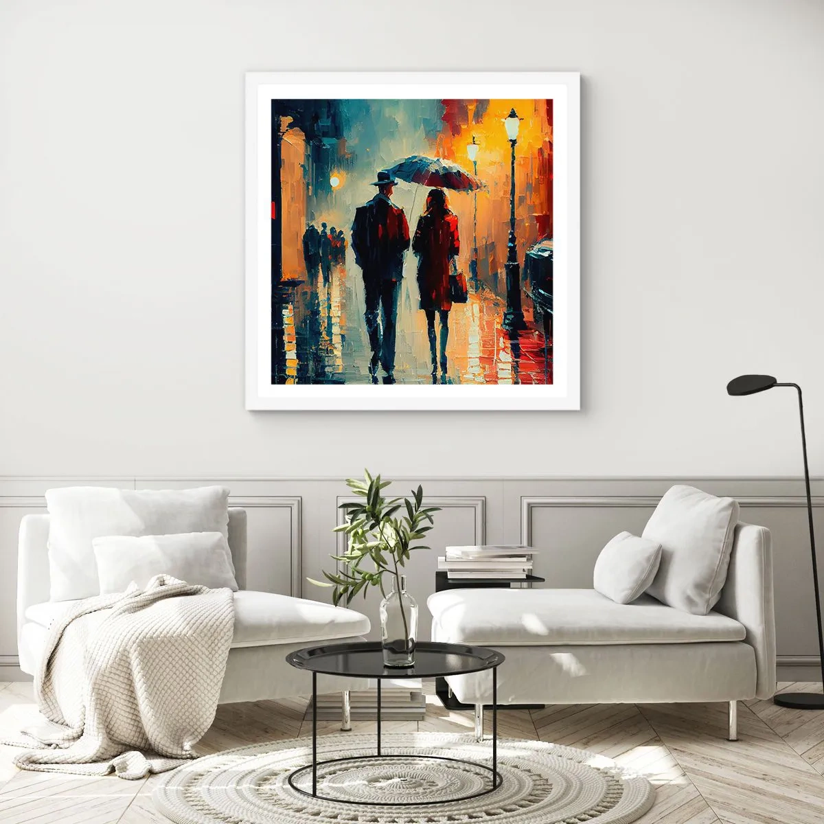 Poster in einem weißen Rahmen - Urbane Liebesgeschichte - 50x50 cm