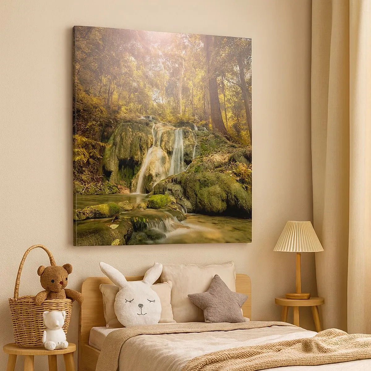 Bild auf Leinwand - Leinwandbild - Waldkaskade im Grünen - 30x30 cm