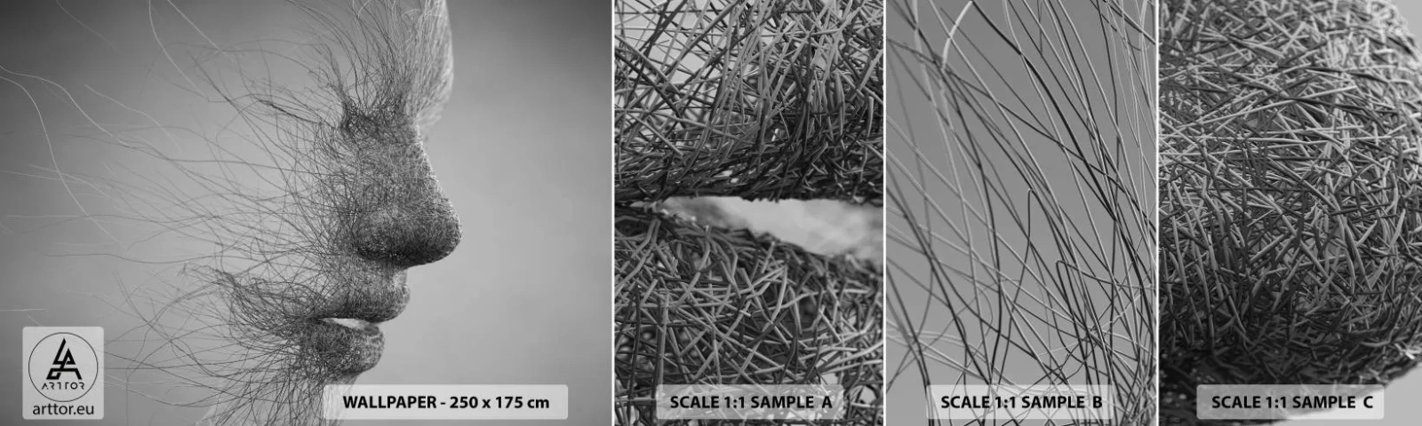 Fototapeten Muster Selbstklebend Deluxe Sticker - Der Geist des Windes - Abstraktion, Das Gesicht einer Frau, Grafik - 100x30 cm