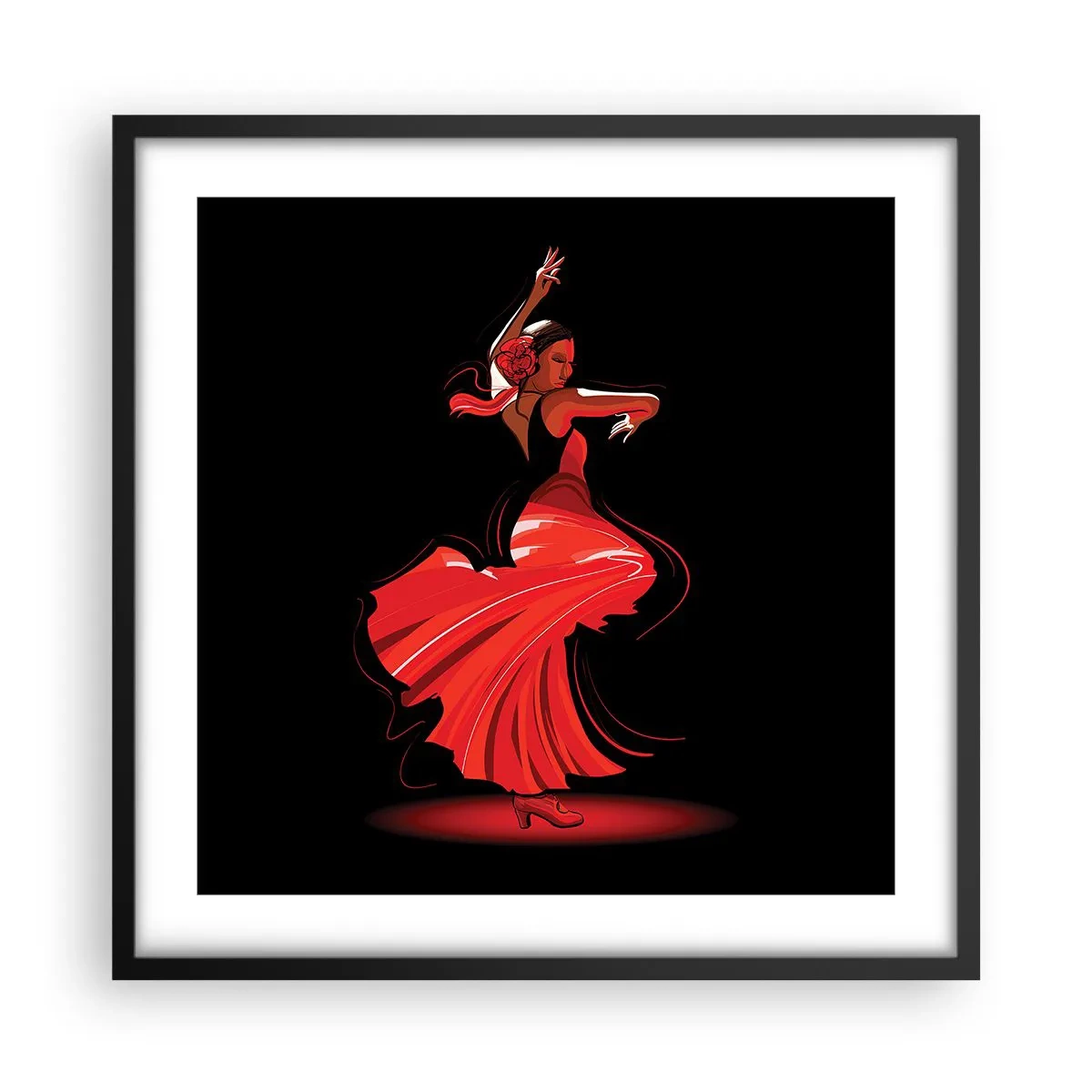Poster in einem schwarzem Rahmen - Der feurige Geist des Flamenco - 50x50 cm
