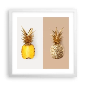 Poster in einem weißen Rahmen - Ananas für uns - 40x40 cm