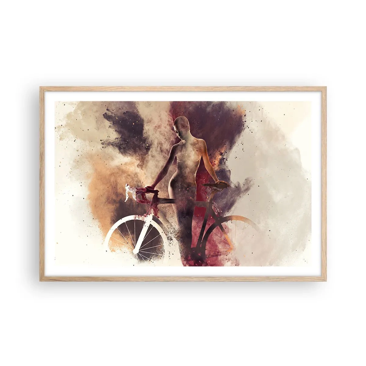 Poster in einem Rahmen aus heller Eiche - Eine Fahrradseele in Marmorformen - 91x61 cm