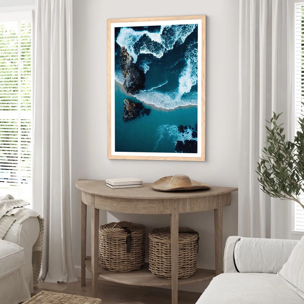 Poster in einem Rahmen aus heller Eiche - In Wellen gehüllt - 30x40 cm