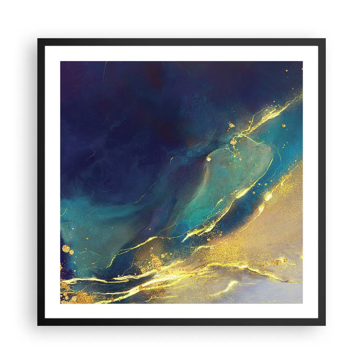 Poster in einem schwarzem Rahmen - Der goldene Teich - 60x60 cm