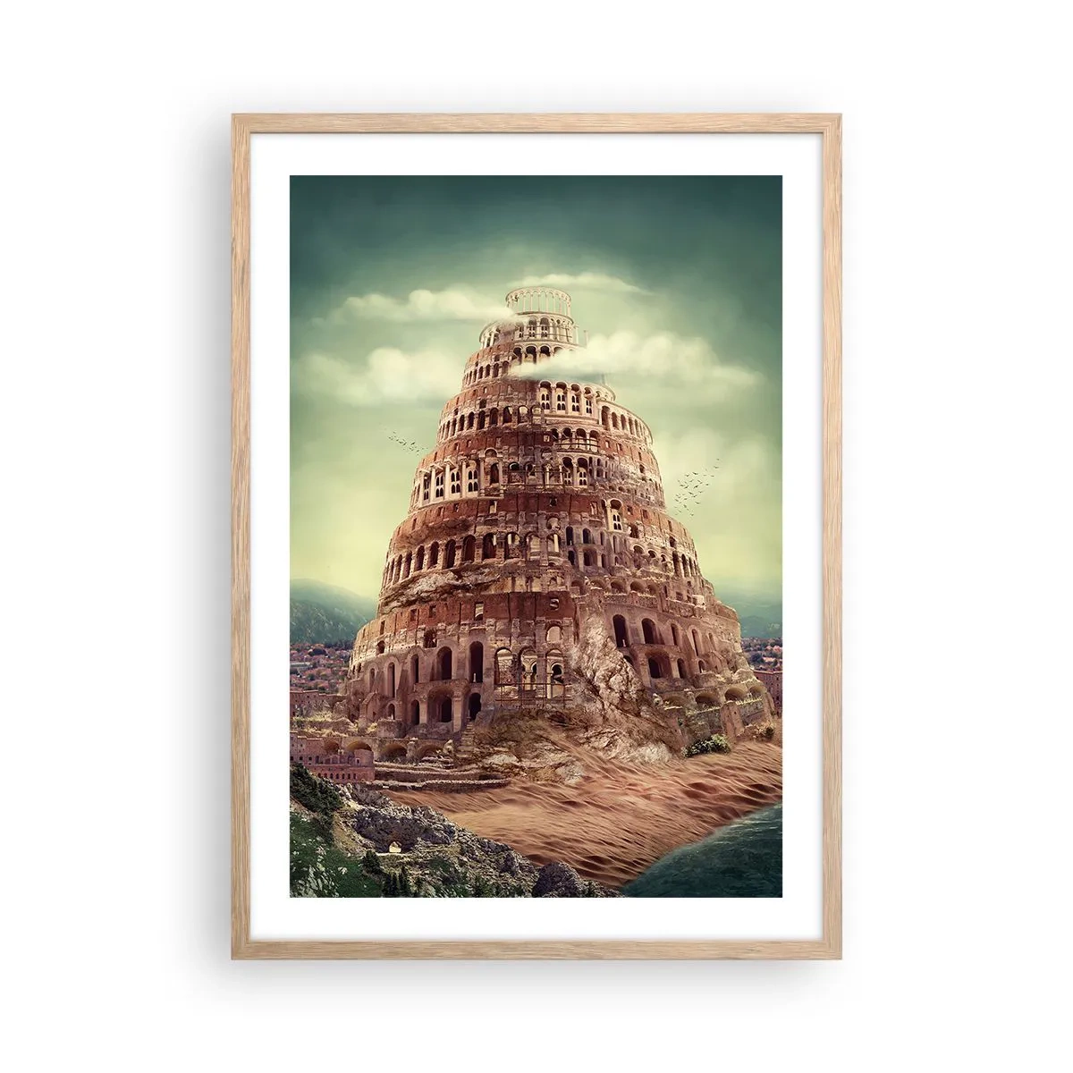 Poster in einem Rahmen aus heller Eiche - Turm von Babylon - 50x70 cm