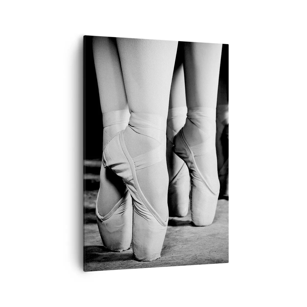 Bild auf Leinwand - Leinwandbild - Schwarz-Weiß-Aufnahme der Ballettschuhe einer Tänzerin - 70x100cm - Gemeinsam, leicht - Moderne Wanddekoration für Wohnzimmer und Schlafzimmer ARTTOR