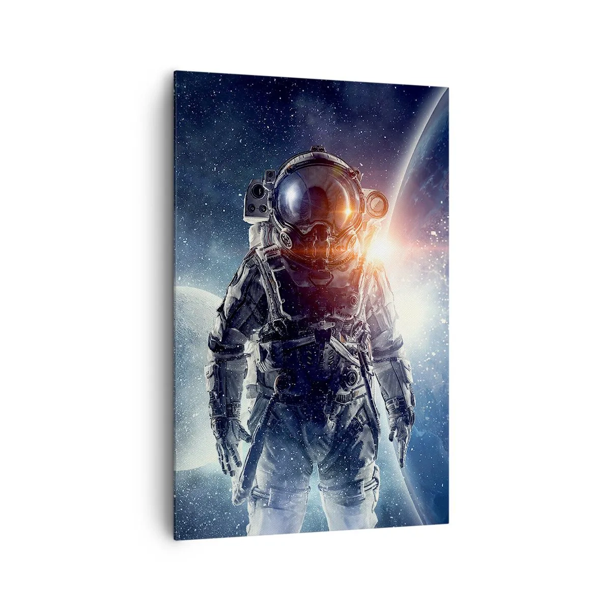 Bild auf Leinwand - Leinwandbild - Astronaut vor dem Hintergrund des Weltraums und des Planeten Erde - 80x120cm - Weltraumabenteuer - Moderne Wanddekoration für Wohnzimmer und Schlafzimmer ARTTOR