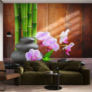Fototapete Premium Canvas - Treffen Sie die Freuden des Ostens - Blumen, Orchidee, Orchidee - 500x350 cm