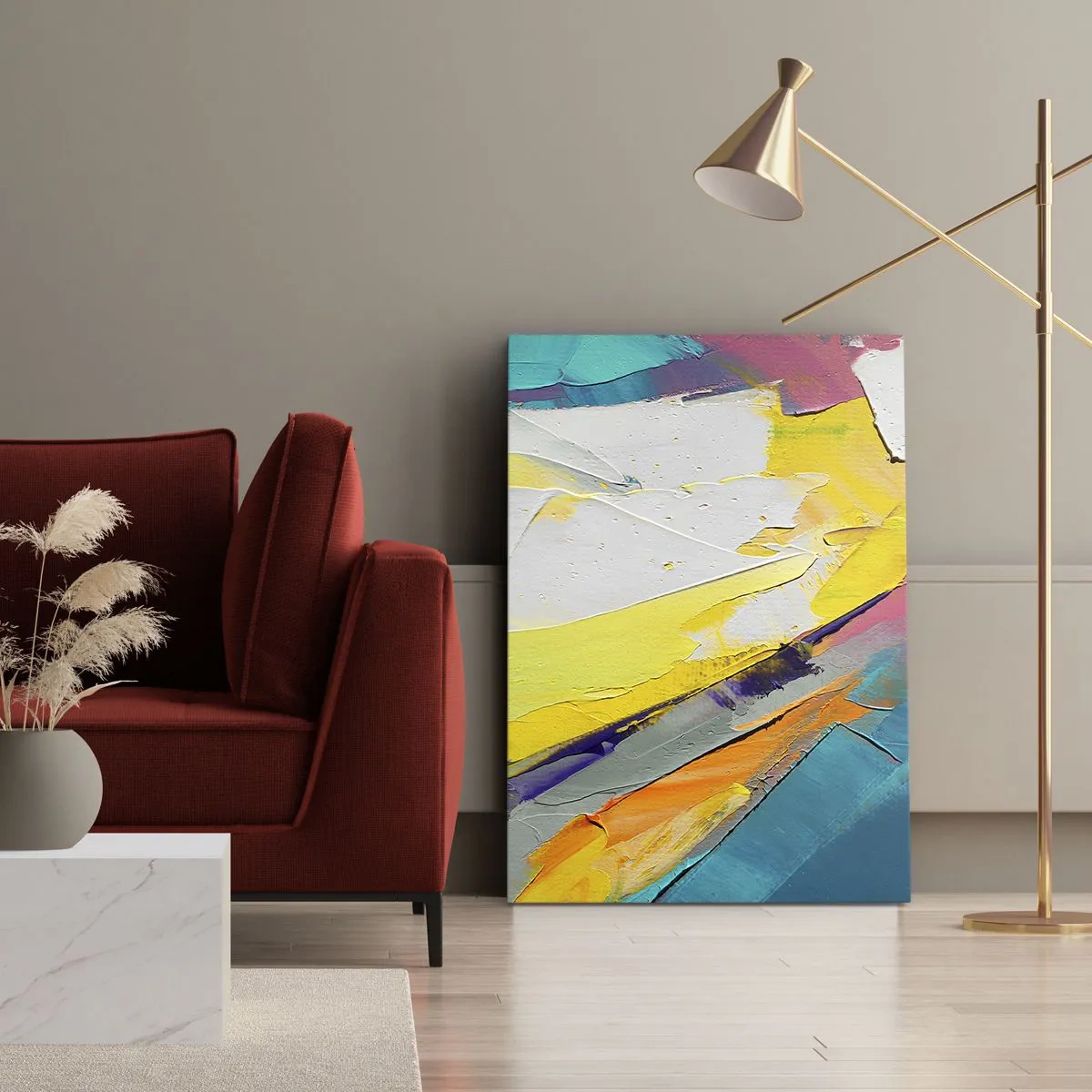 Bild auf Leinwand - Leinwandbild - Eine abstrakte Komposition in intensiven Farben - 50x70cm - Die Anatomie des Lichts - Moderne Wanddekoration für Wohnzimmer und Schlafzimmer ARTTOR