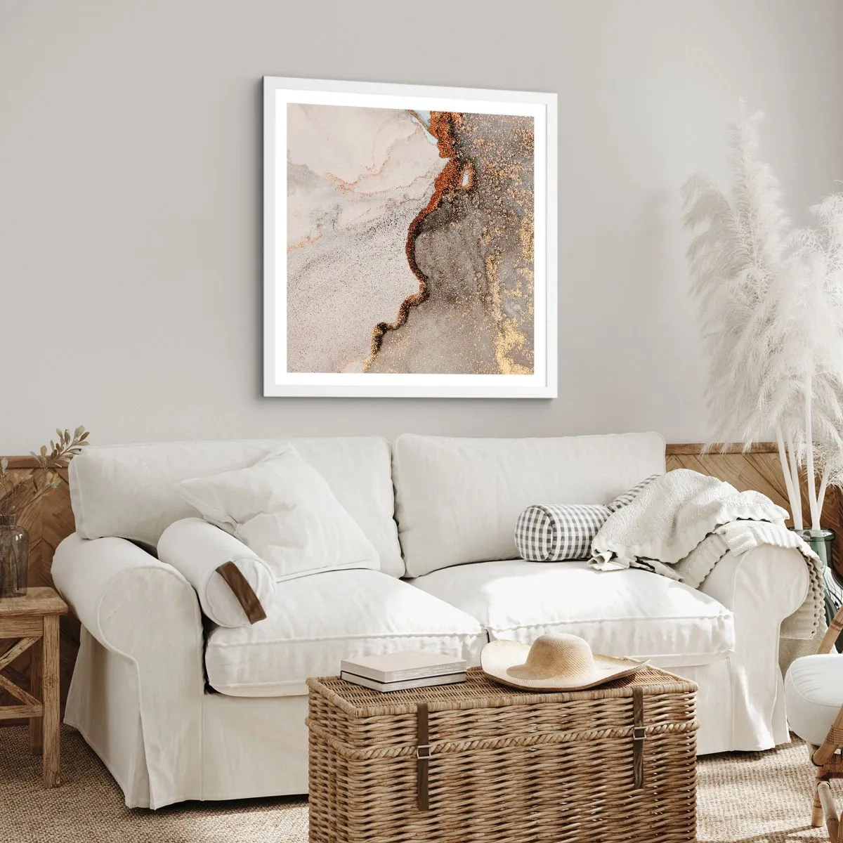 Poster in einem weißen Rahmen - An der Grenze der Farben - 50x50 cm