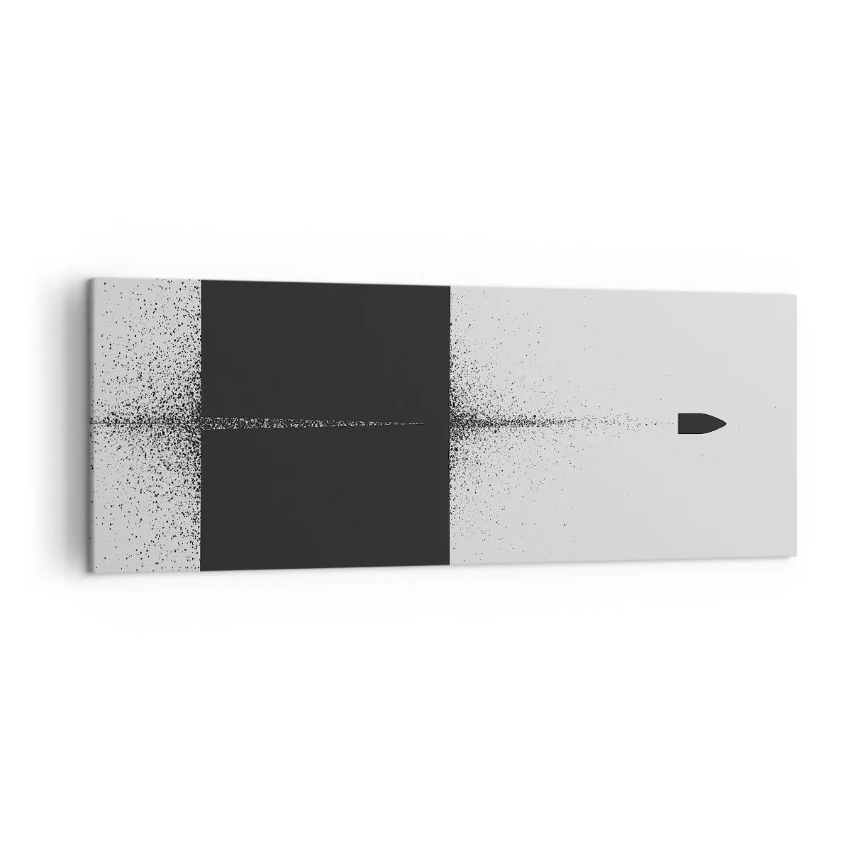 Bild auf Leinwand - Leinwandbild - Ein symbolisches Projektil im minimalistischen, abstrakten Stil. - 140x50cm - Direkt zum Ziel - Moderne Wanddekoration für Wohnzimmer und Schlafzimmer ARTTOR