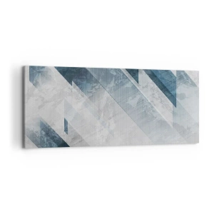 Bild auf Leinwand - Leinwandbild - Abstrakte Linien in Grau- und Blautönen - 120x50cm - Räumliche Komposition - graue Bewegung - Moderne Wanddekoration für Wohnzimmer und Schlafzimmer ARTTOR