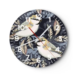 Wanduhr - Glasuhr - Gelb-blauer Triller - 40x40 cm