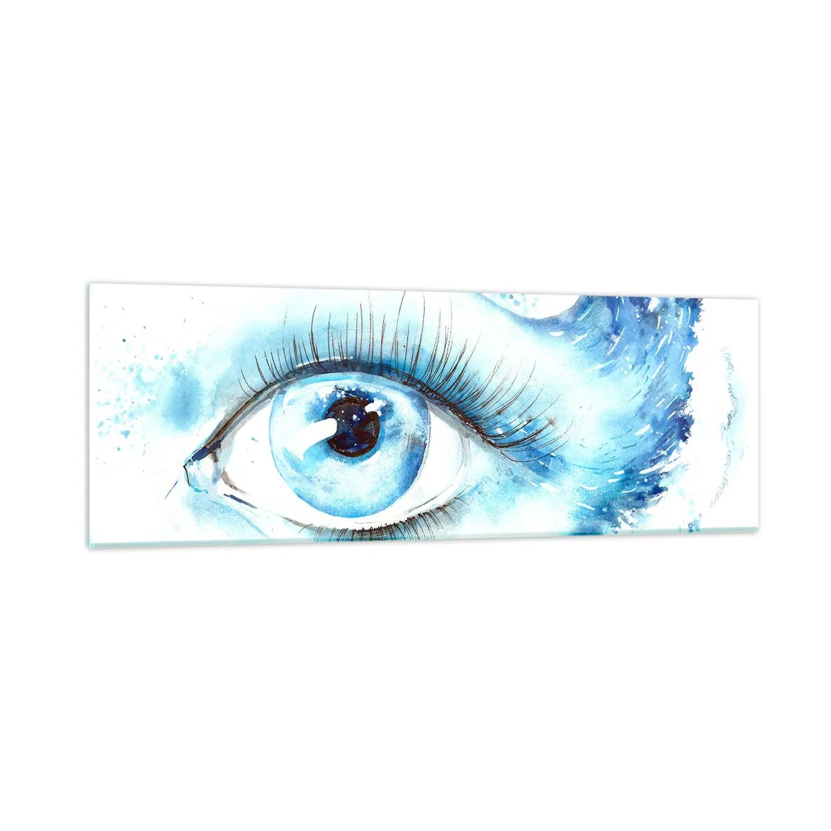 Glasbild - Bild auf glas - Tauchen Sie ein in das Blau der Blicke - 90x30 cm