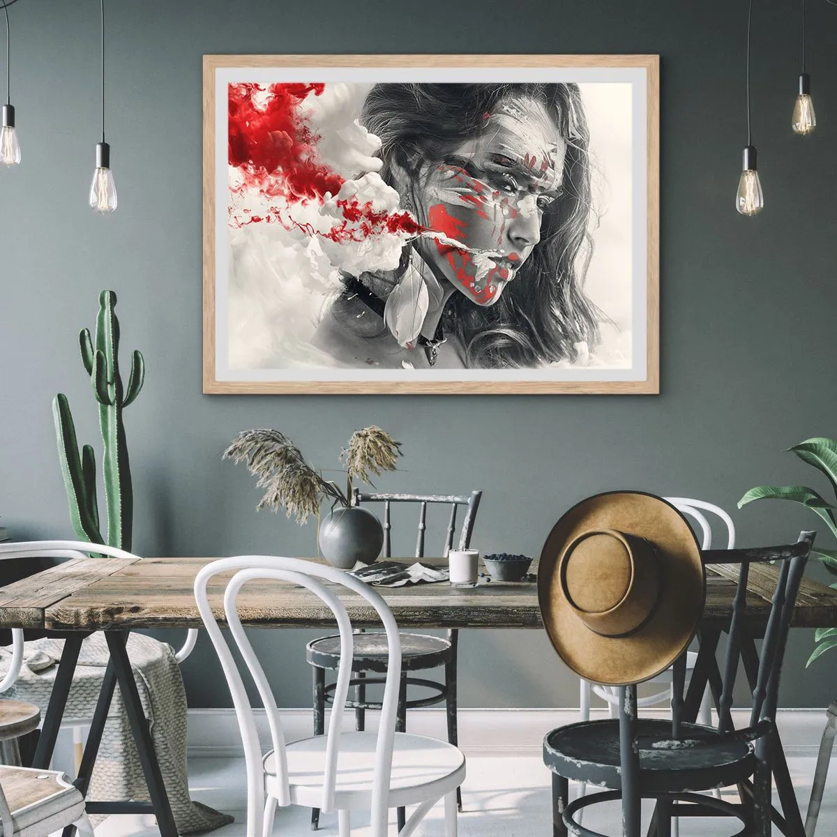 Poster in einem Rahmen aus heller Eiche - Im Dunst der Absurdität - 100x70 cm