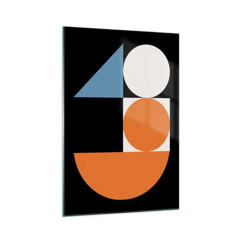 Glasbild - Bild auf glas - Geometrisches Muster mit bunten Formen auf schwarzem Hintergrund - 70x100cm - Bebilderte Anordnung - Moderne Wanddekoration für Wohnzimmer und Schlafzimmer ARTTOR