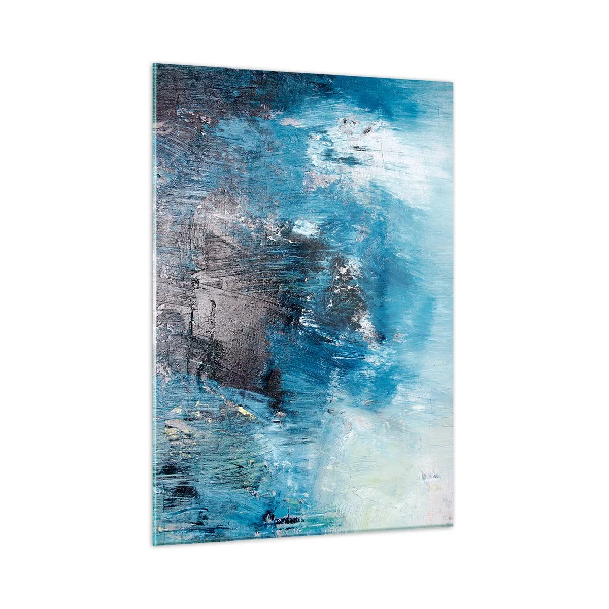 Glasbild - Bild auf glas - Abstrakte Komposition in Blautönen - 50x70cm - Rhapsodie in Blau - Moderne Wanddekoration für Wohnzimmer und Schlafzimmer ARTTOR