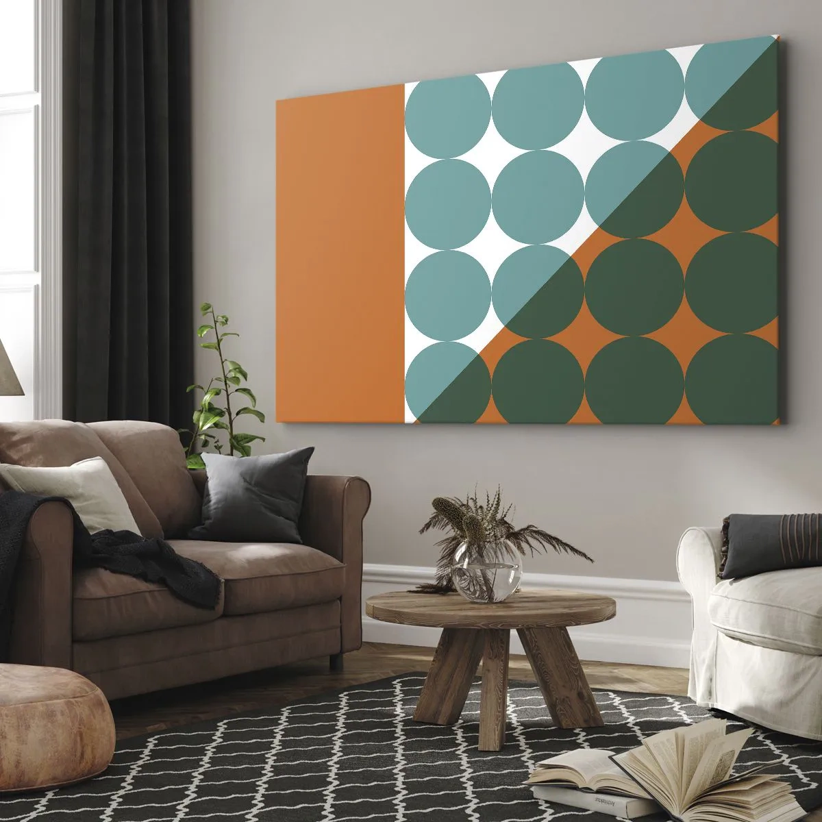 Bild auf Leinwand - Leinwandbild - Geometrische Muster in Kontrastfarben - 120x80cm - Nach oben und schräg - Moderne Wanddekoration für Wohnzimmer und Schlafzimmer ARTTOR