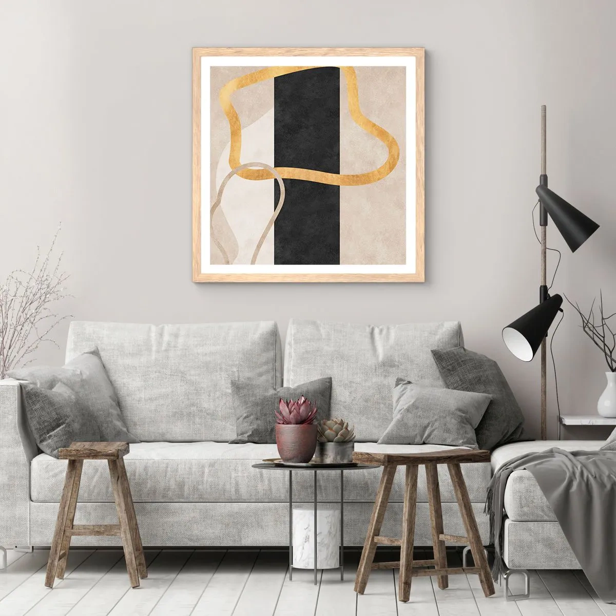 Poster in einem Rahmen aus heller Eiche - Schleifenformen - 60x60 cm