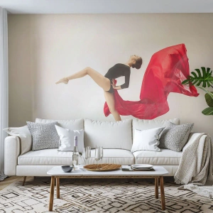 Maßgeschneiderte Fototapete Premium Sand - Rot und Schwarz - Ballerina, Tanzen, Ballett