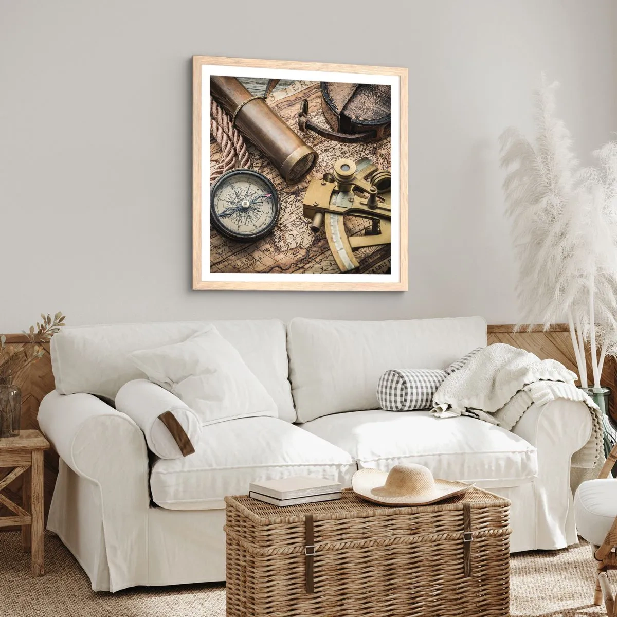 Poster in einem Rahmen aus heller Eiche - Setze Sie einen Kurs - 50x50 cm