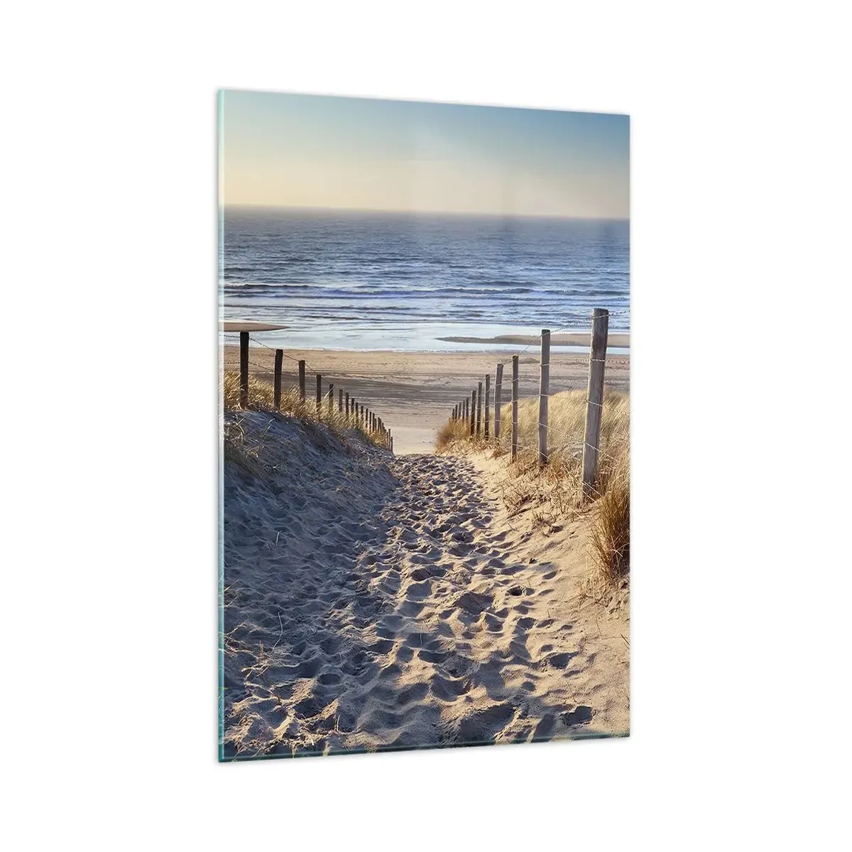 Glasbild - Bild auf glas - Weg durch die Dünen zum Strand - 80x120cm - Das Rauschen des Meeres, der Gesang der Vögel, ein wilder Strand im Gras ... - Moderne Wanddekoration für Wohnzimmer und Schlafzimmer ARTTOR