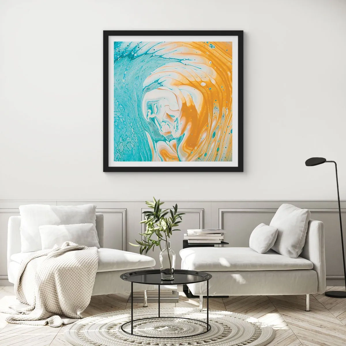 Poster in einem schwarzem Rahmen - Pastellwirbel - 60x60 cm