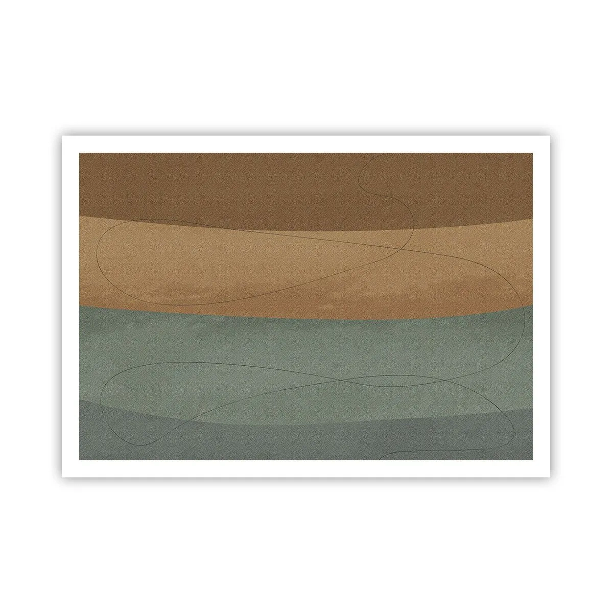 Poster - Abstrakte Komposition in natürlichen Erdtönen - 100x70cm - Horizontale Komposition - Moderne Wanddekoration für Wohnzimmer und Schlafzimmer ARTTOR