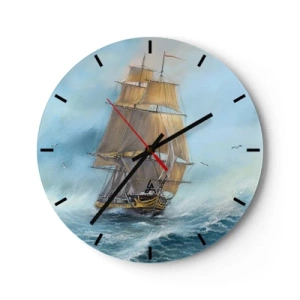 Wanduhr - Glasuhr - Über die Wellen gleiten - 40x40 cm