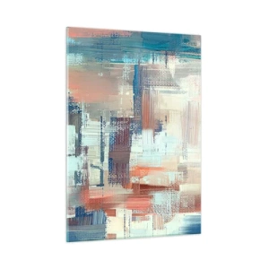 Glasbild - Bild auf glas - Bunte Abstraktion mit horizontalen und vertikalen Pinselstrichen - 50x70cm - Zum Licht kommen - Moderne Wanddekoration für Wohnzimmer und Schlafzimmer ARTTOR