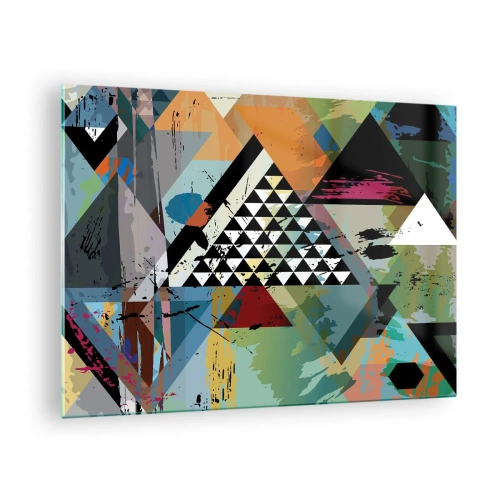 Glasbild - Bild auf glas - Abstrakte Komposition aus geometrischen Formen und Farben - 70x50cm - Wie einfach ist es - Moderne Wanddekoration für Wohnzimmer und Schlafzimmer ARTTOR