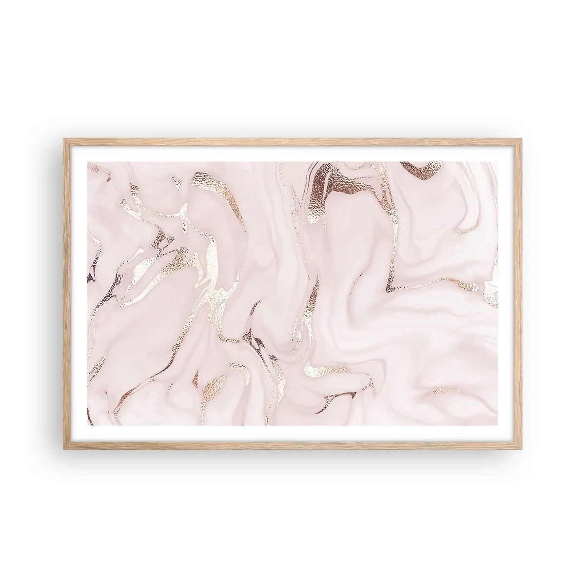 Poster in einem Rahmen aus heller Eiche - In einem rosa Schal - 91x61 cm