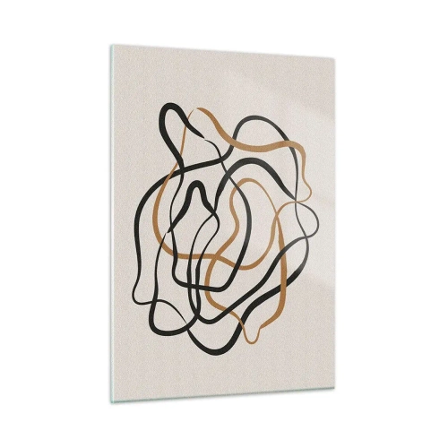 Glasbild - Bild auf glas - Ein abstraktes Liniengewirr in Schwarz und Braun. - 50x70cm - Alles ging schief - Moderne Wanddekoration für Wohnzimmer und Schlafzimmer ARTTOR