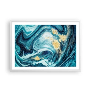 Poster in einem weißen Rahmen - Blauer Wirbel - 70x50 cm